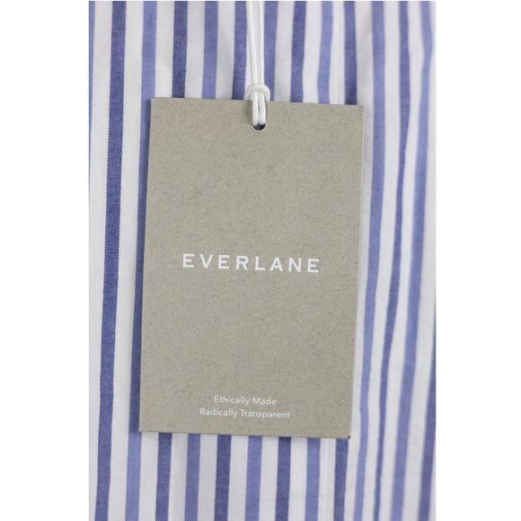 Everlane Small The Boxy Oxford Cropped Button Down Blue Stripe NWT - Picture 4 of 7